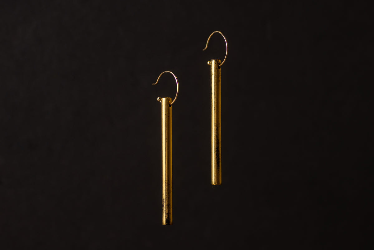 piller design gold leafed earrings K18ピアス – 大寺幸八郎商店